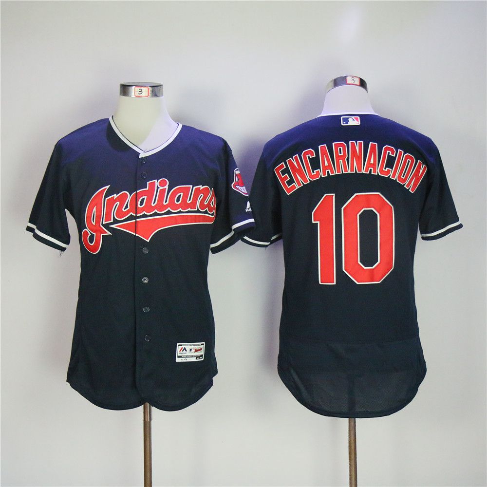 Men Cleveland Indians #10 Encarnacion Blue MLB Jerseys